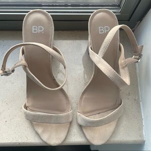 BP Block Heeled Sandals- Beige, 9.5